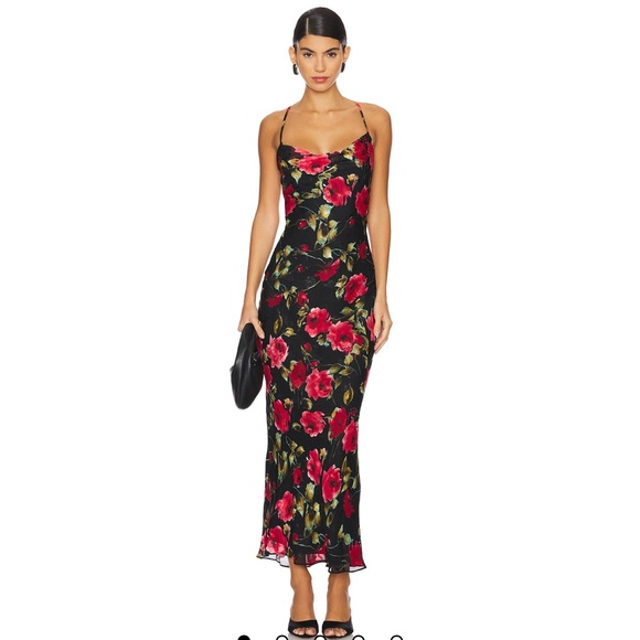 More To Come Dresses & Skirts - Floral Backless Dress - REVOLVE Black and Red